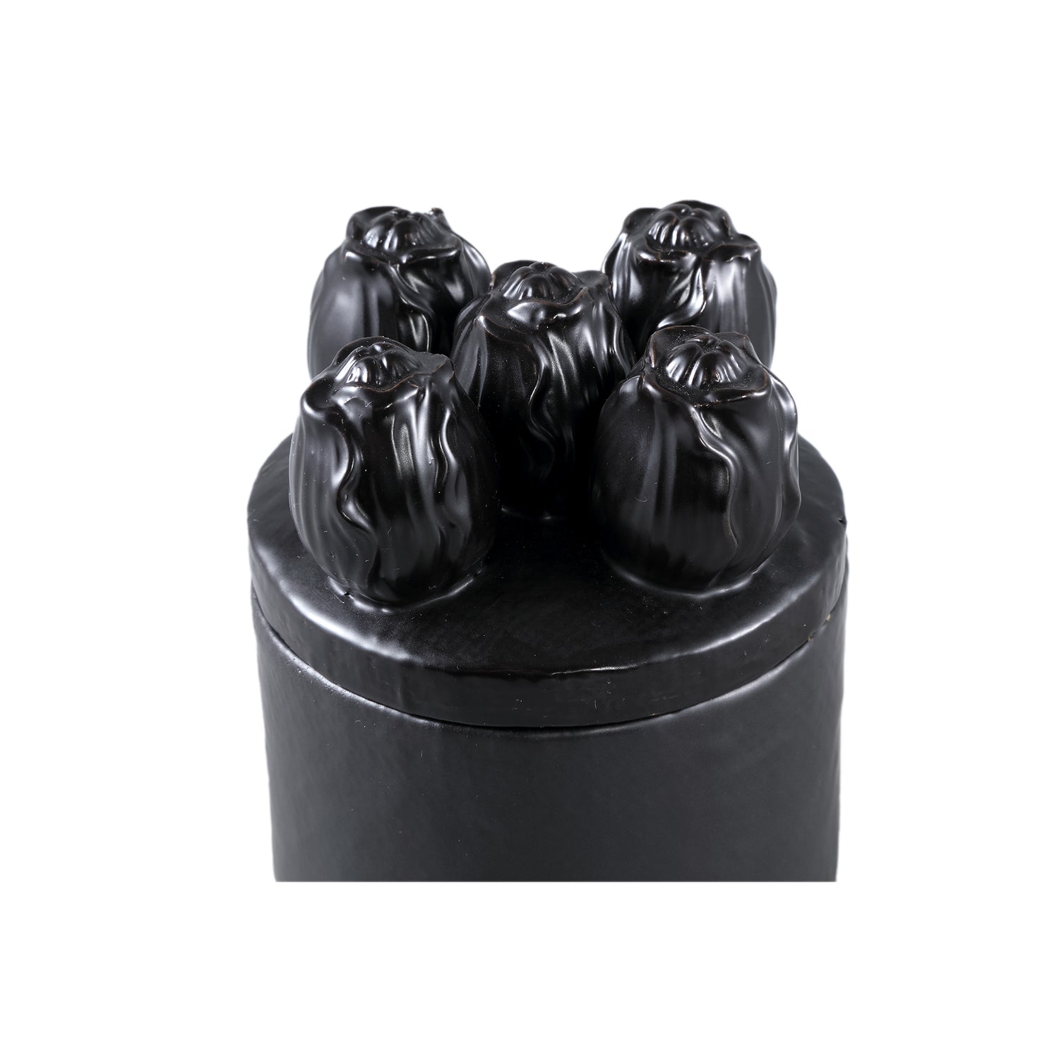 Krystine Black Round Ceramic Pot With Tulips Top PTMD - Keukenaccessoire - PTMD - livinglovely.nl
