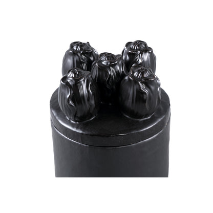 Krystine Black Round Ceramic Pot With Tulips Top PTMD - Keukenaccessoire - PTMD - livinglovely.nl