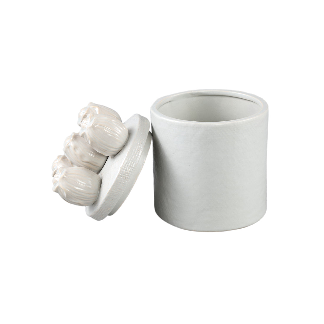 Krystine Cream Round Ceramic Pot With Tulips Top PTMD - Keukenaccessoire - PTMD - livinglovely.nl