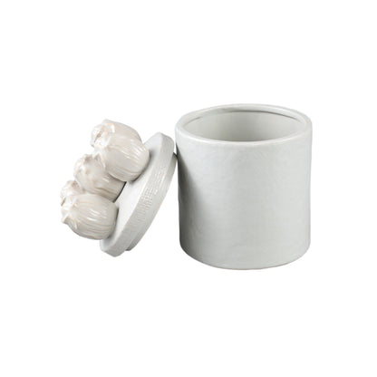Krystine Cream Round Ceramic Pot With Tulips Top PTMD - Keukenaccessoire - PTMD - livinglovely.nl