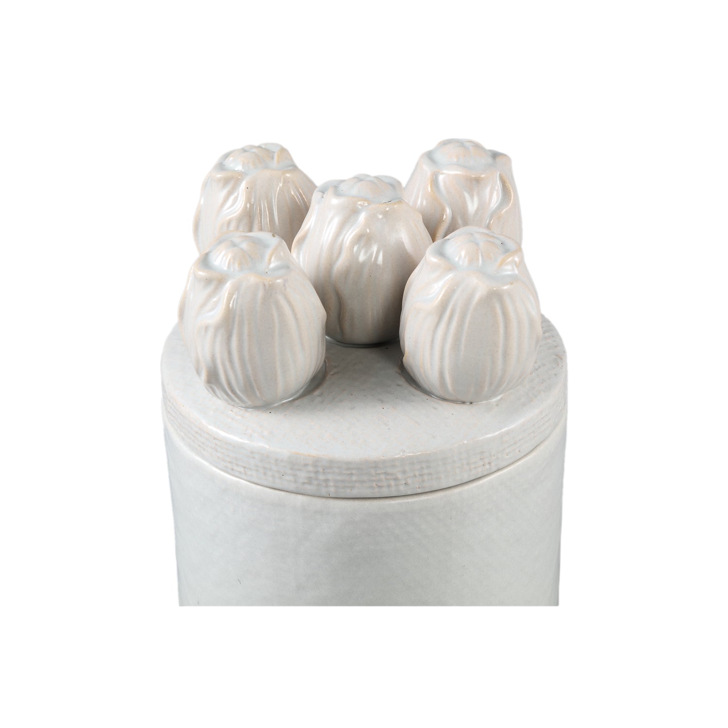 Krystine Cream Round Ceramic Pot With Tulips Top PTMD - Keukenaccessoire - PTMD - livinglovely.nl