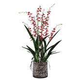 Renanthera kunstorchidee van PTMD in roze met glazen vaas, 114 cm hoog