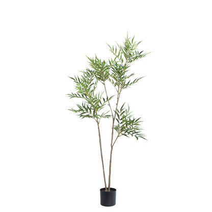 Kunstboom Mahonia Fortunei van PTMD in groen met zwarte pot, 148 cm hoog
