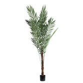 Grote kunstpalm van PTMD in groen met zwarte pot, 260 cm hoog