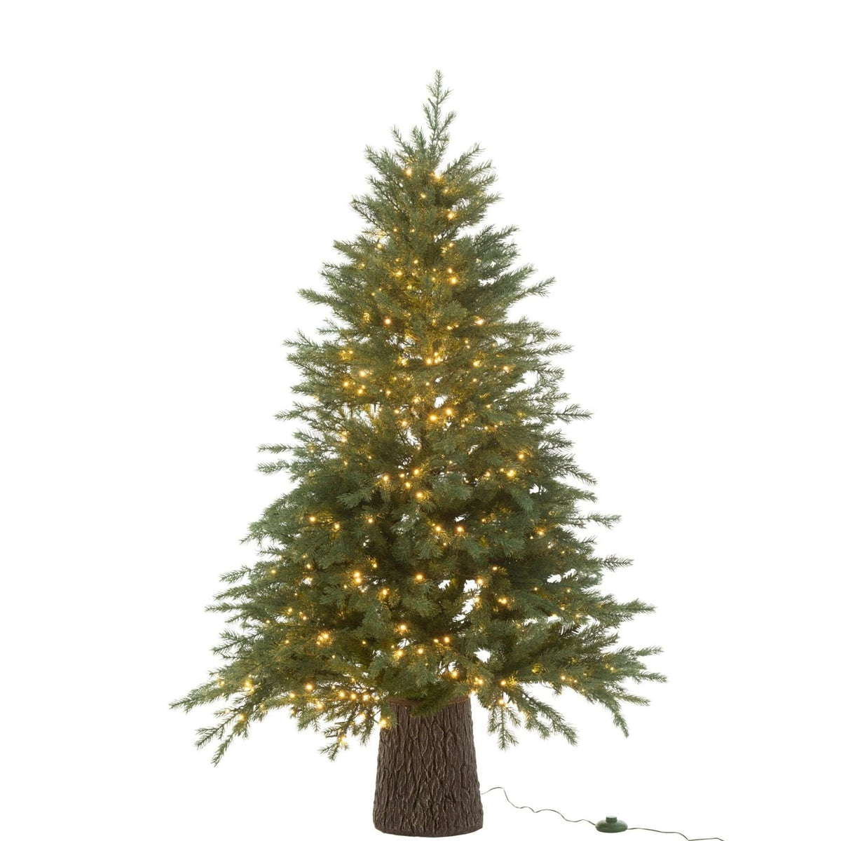 Kunstkerstboom 600 Led Op Voet Donkergroen van J-Line, volle groene boom van 150cm met leds