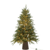 Kunstkerstboom 600 Led Op Voet Donkergroen van J-Line, volle groene boom van 150cm met leds
