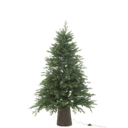Donkergroene kunstkerstboom van J-Line, zijaanzicht op witte achtergrond