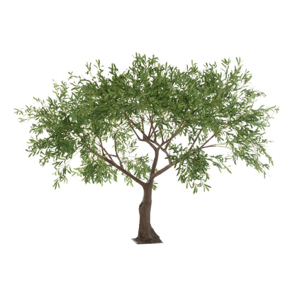 Kunstolijfboom Kunststof Groen Bruin van J-Line, grote olijfboom van 220cm met brede kroon