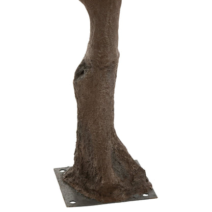 Detail van de knoestige stam van de kunstolijfboom van J-Line op de vierkante voet