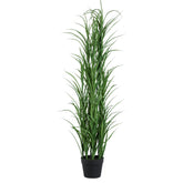 Kunstplant gras van PTMD in groen met zwarte pot, 120 cm hoog