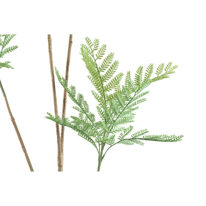 Groene kunstmimosa van PTMD van opzij met luchtige geveerde kroon