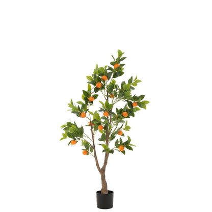Kunstsinaasappelboom In Pot Oranje Groen Large van J-Line, boompje met oranje vruchten van 130cm