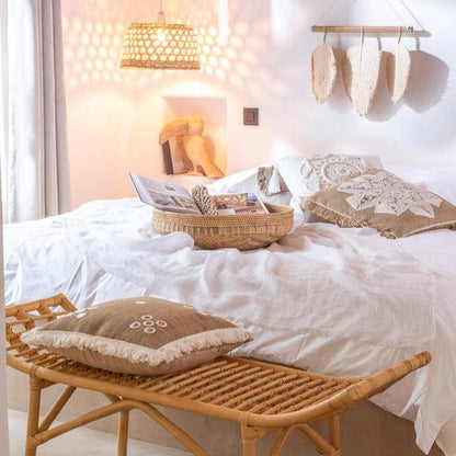 Kussen Bloem Abstract Jute Naturel/Beige - Kussen - J-Line - livinglovely.nl