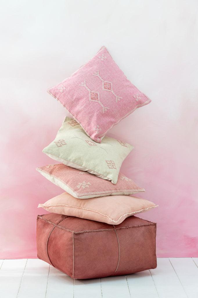 Kussen Diamanten+Pijlen Katoen Perzik Roze - Kussen - J-Line - livinglovely.nl