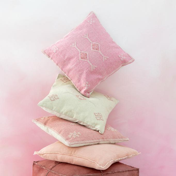 Kussen Diamanten+Pijlen Katoen Roze - Kussen - J-Line - livinglovely.nl