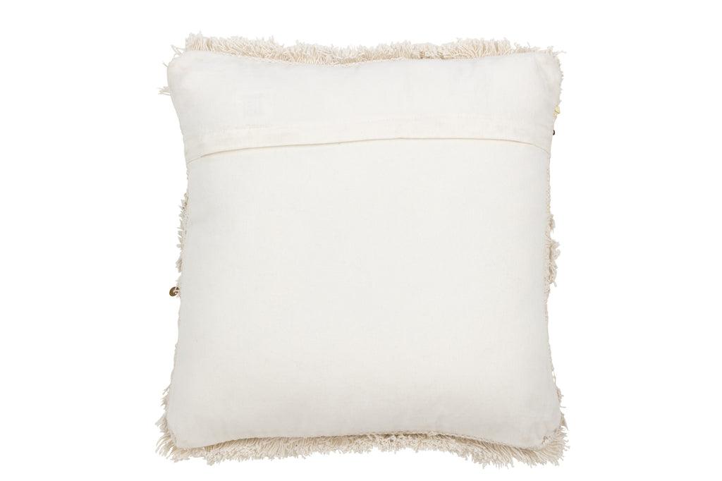 Kussen Getufd Franjes Katoen/Pailletten Wit/Goud - Kussen - J-Line - livinglovely.nl