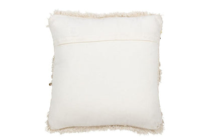 Kussen Getufd Franjes Katoen/Pailletten Wit/Goud - Kussen - J-Line - livinglovely.nl