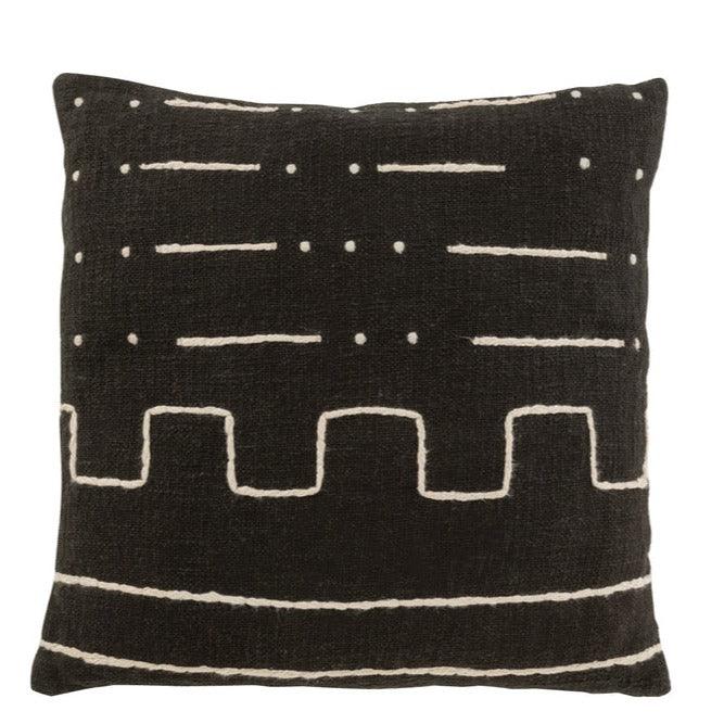 Kussen Grafisch Tekening 1 Katoen Zwart - Kussen - J-Line - livinglovely.nl