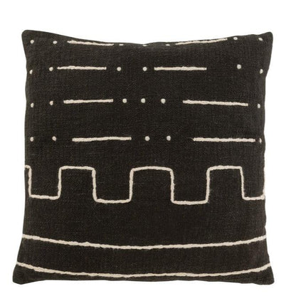 Kussen Grafisch Tekening 1 Katoen Zwart - Kussen - J-Line - livinglovely.nl