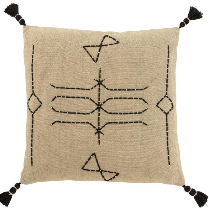 Kussen Grafische Vormen Vierkant Katoen Grijs - Kussen - J-Line - livinglovely.nl