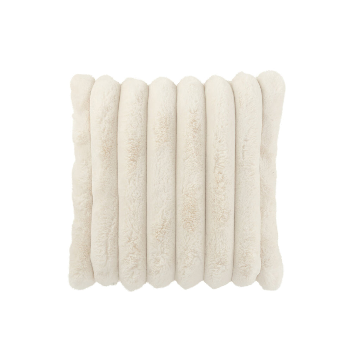 Kussen Large Corduroy Wit van J-Line, vooraanzicht met brede witte ribbelstructuur van 45x45 cm