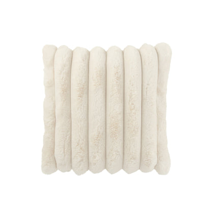 Kussen Large Corduroy Wit van J-Line, vooraanzicht met brede witte ribbelstructuur van 45x45 cm