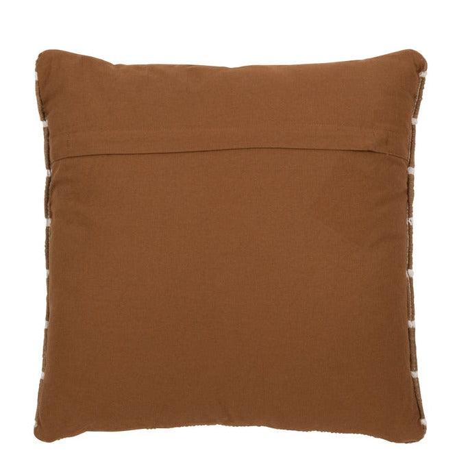 Kussen Lijnen Outdoor Polyester Bruin/Wit - Outdoor kussen - J-Line - livinglovely.nl