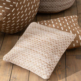 Kussen Lijnen Outdoor Polyester Bruin/Wit - Outdoor kussen - J-Line - livinglovely.nl