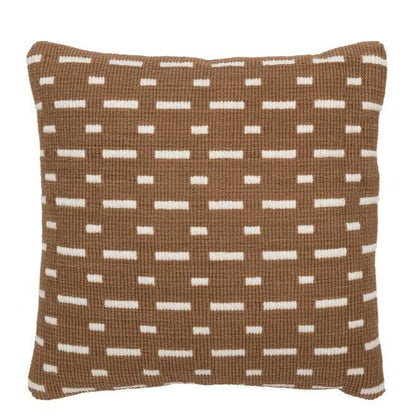 Kussen Lijnen Outdoor Polyester Bruin/Wit - Outdoor kussen - J-Line - livinglovely.nl