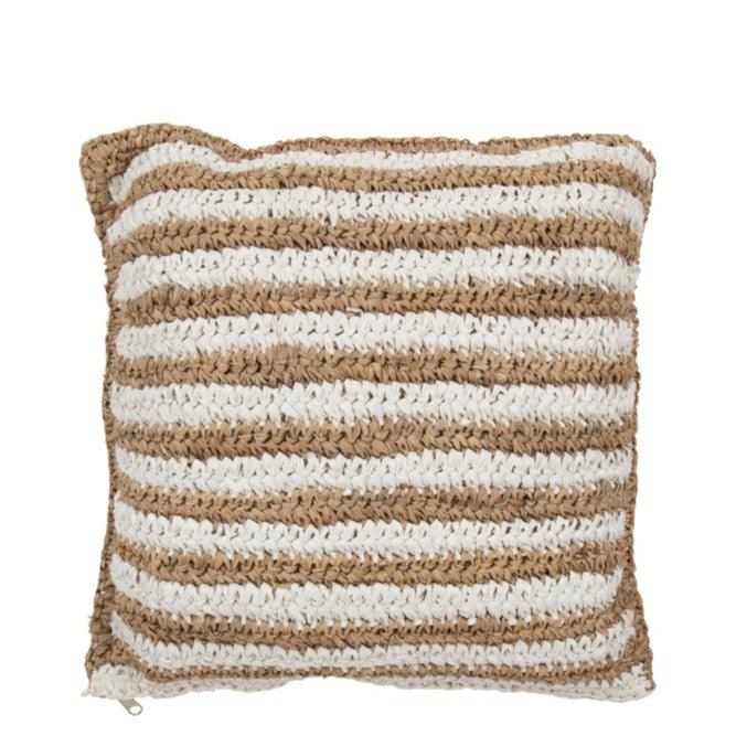 Kussen Strepen Mendong Wit - Kussen - J-Line - livinglovely.nl
