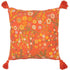 Kussen Vierkant Bloemen + Kwastjes Katoen Oranje - Kussen - J-Line - livinglovely.nl
