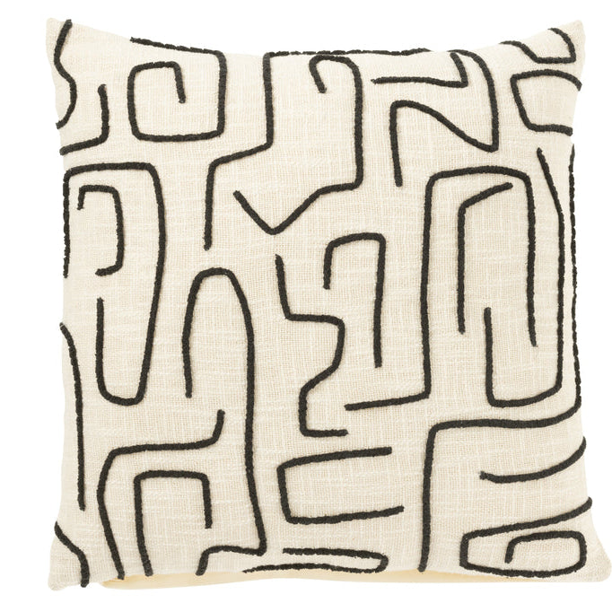 Kussen Vierkant Strepen/Bogen Katoen Wit/Zwart 50x50cm - Kussen - J-Line - livinglovely.nl