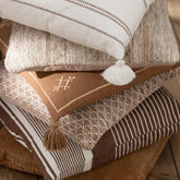 Kussen Vierkanten Outdoor Polyester Bruin/Wit - Outdoor kussen - J-Line - livinglovely.nl