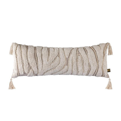 Kussen Zalie Naturel Cotton Zebra Corner Fringes PTMD , Kussen , PTMD , livinglovely.nl