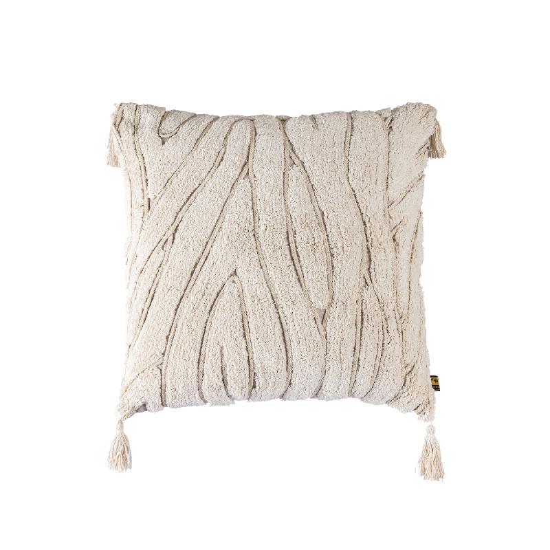 Kussen Zalie Naturel Cotton Zebra Corner Fringes PTMD - Kussen - PTMD - livinglovely.nl