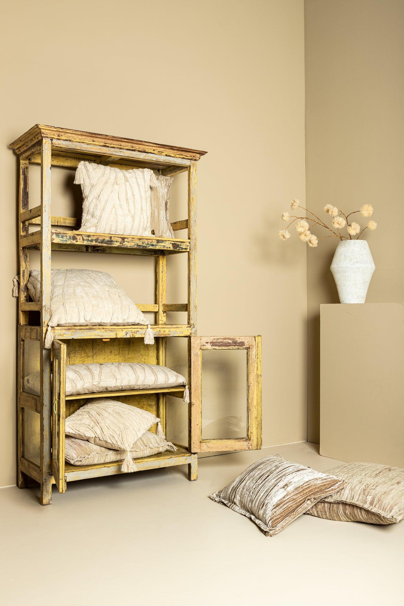 Kussen Zalie Naturel Cotton Zebra Corner Fringes PTMD - Kussen - PTMD - livinglovely.nl