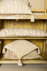 Kussen Zalie Naturel Cotton Zebra Corner Fringes PTMD - Kussen - PTMD - livinglovely.nl