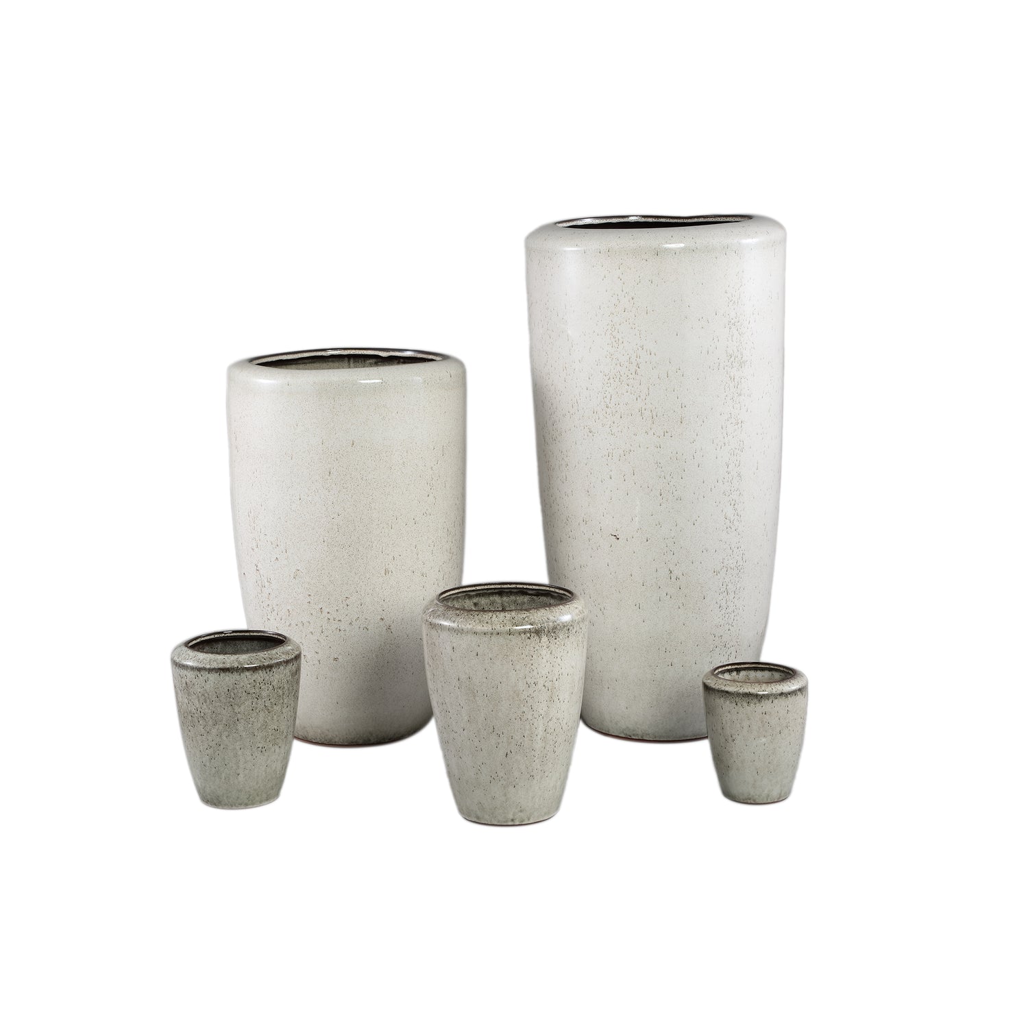 Kyleigh Beige Round Ceramic Pot Smooth High XL Dia37.5xH77cm PTMD - Pot - PTMD - livinglovely.nl