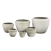 Kyleigh Beige Round Ceramic Pot Smooth Low M 29.5xH24cm PTMD - Pot - PTMD - livinglovely.nl