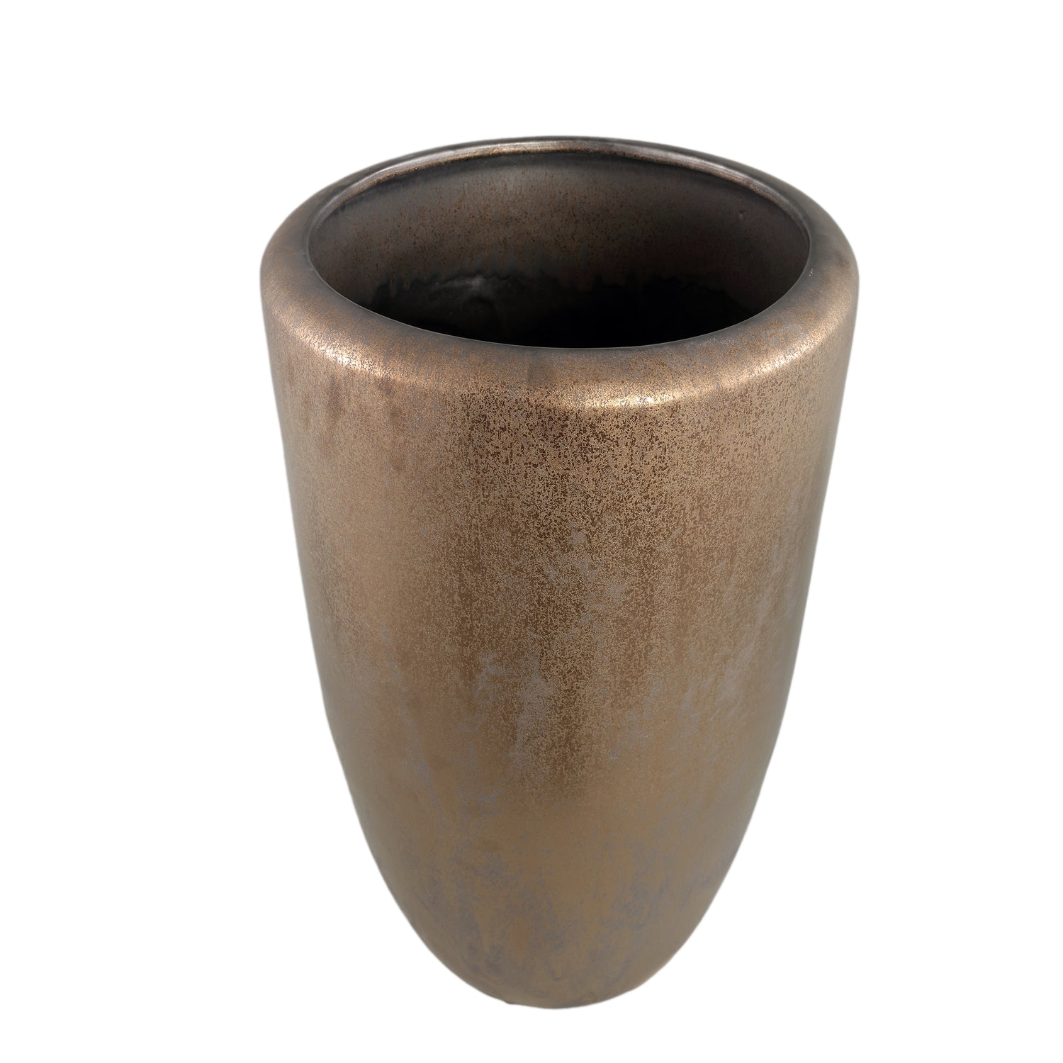 Kyleigh Bronze Round Ceramic Pot Smooth High L dia35xH58cm PTMD - Pot - PTMD - livinglovely.nl