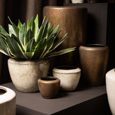 Kyleigh Bronze Round Ceramic Pot Smooth High L dia35xH58cm PTMD - Pot - PTMD - livinglovely.nl