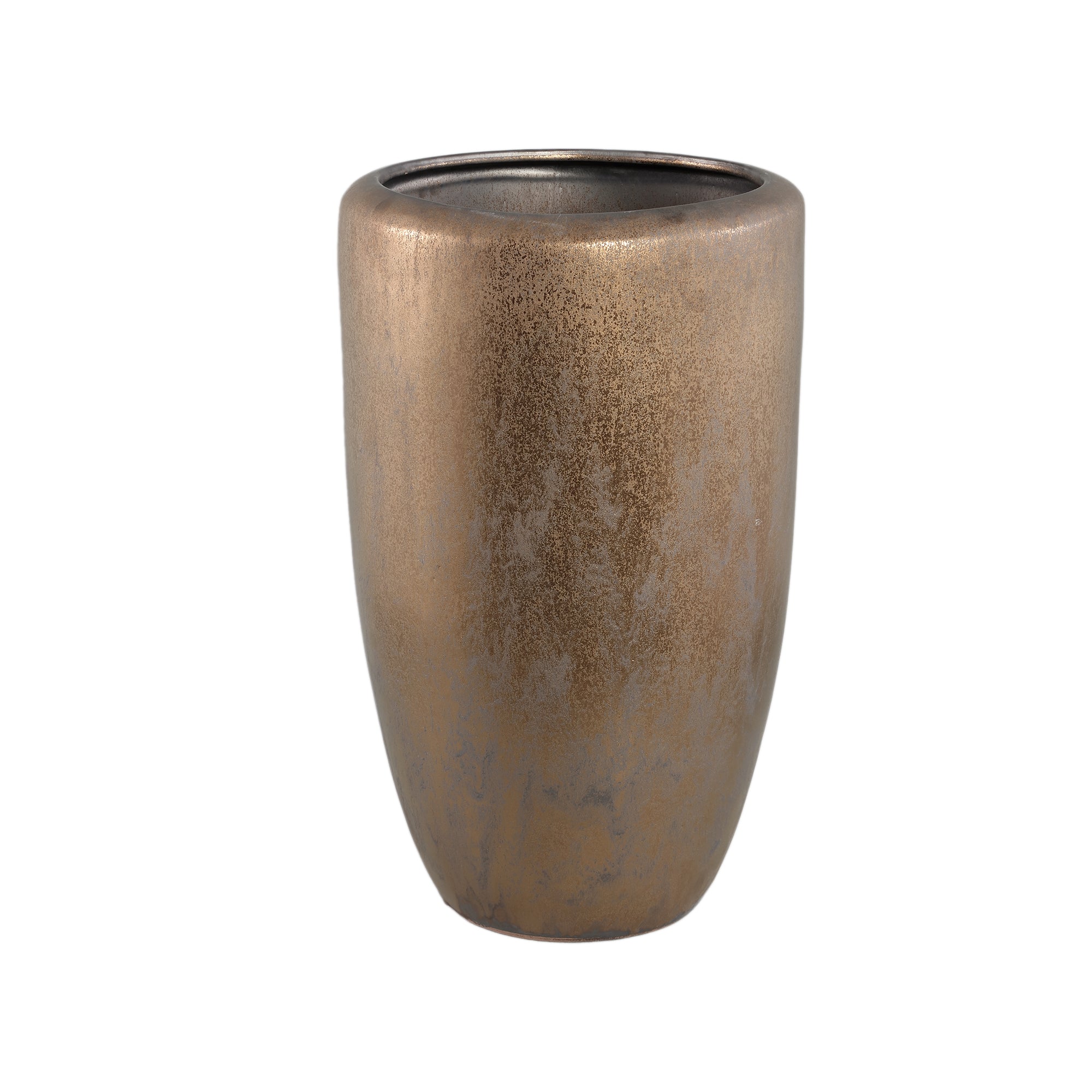 Kyleigh Bronze Round Ceramic Pot Smooth High L dia35xH58cm PTMD - Pot - PTMD - livinglovely.nl