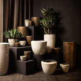 Kyleigh Bronze Round Ceramic Pot Smooth Low XL 45x37.5cm PTMD - Pot - PTMD - livinglovely.nl