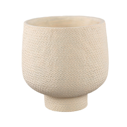 Laim Cream Cement Round Pot Dots Pattern BaseXXL Dia40xH40cm PTMD - Pot - PTMD - livinglovely.nl