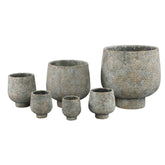 Laim Grey Cement Round Pot Dots Pattern Base XXL Dia40xH40cm PTMD - Pot - PTMD - livinglovely.nl