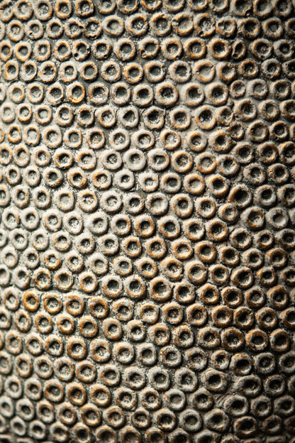 Laim Grey Cement Round Pot Dots Pattern On Base XL Dia30xH30cm PTMD - Pot - PTMD - livinglovely.nl