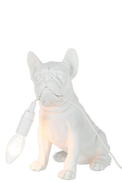 Lamp Bulldog Poly White - Tafellamp - J-Line - livinglovely.nl
