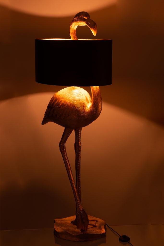 Lamp Flamingo Poly Gold/Black , Vloerlamp , J-Line , livinglovely.nl