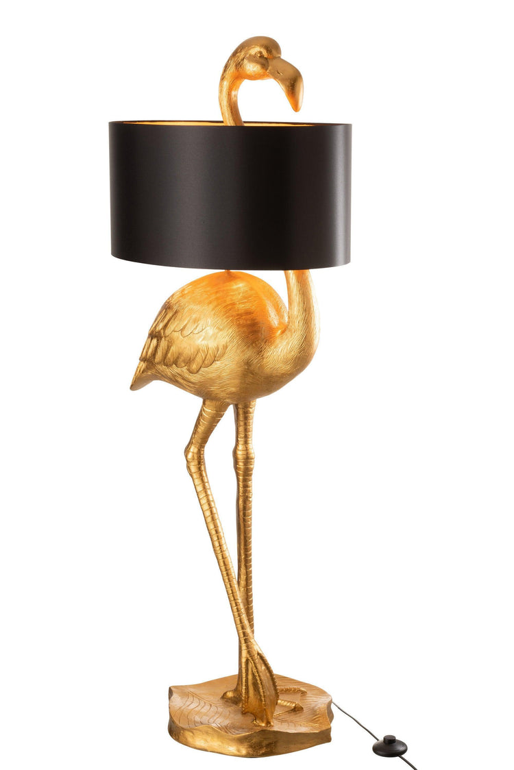 Lamp Flamingo Poly Gold/Black , Vloerlamp , J-Line , livinglovely.nl