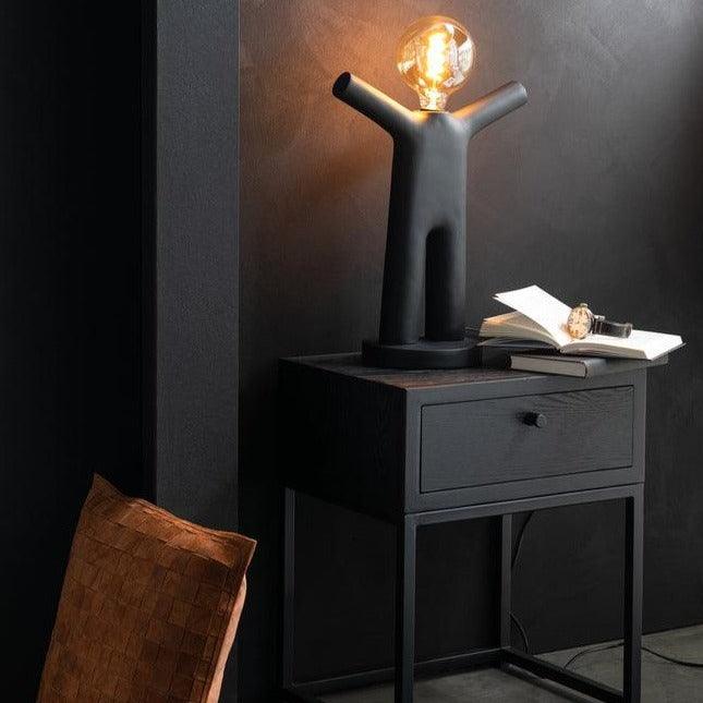 Lamp P'tit Maurice Poly Black , Tafellamp , J-Line , livinglovely.nl